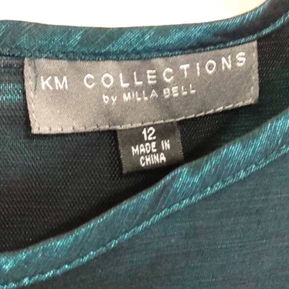 MILLA BELL JEWELED SATIN & MESH DRESS SIZE 12 - Picture 3 of 14